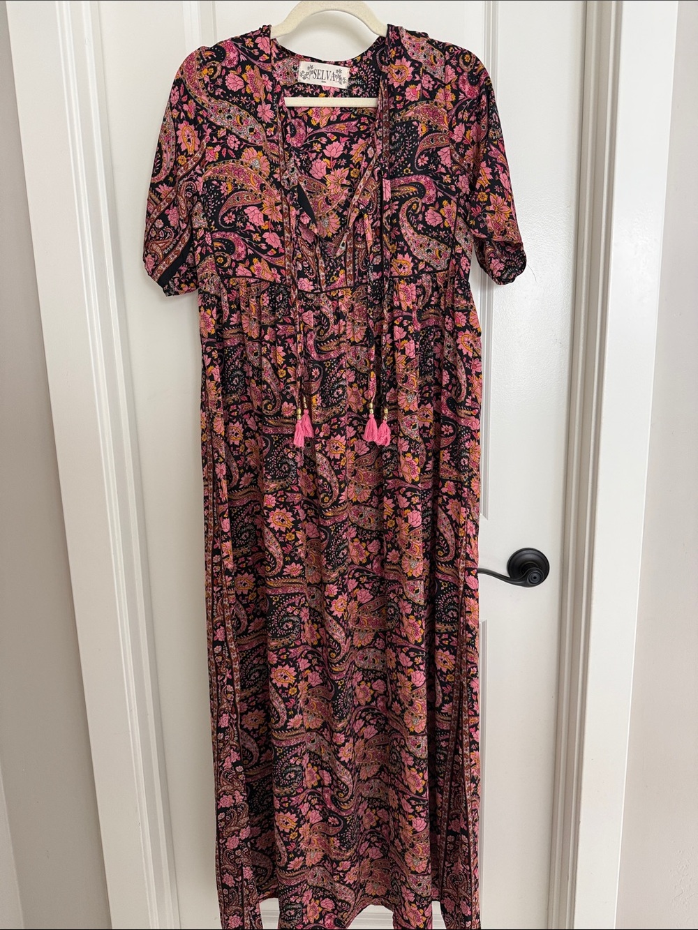 Boho Paisley Maxi Dress in Pink